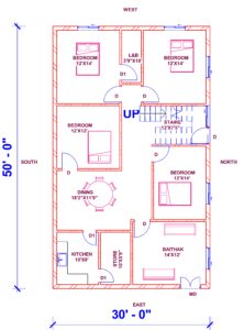 50'x30' house plan