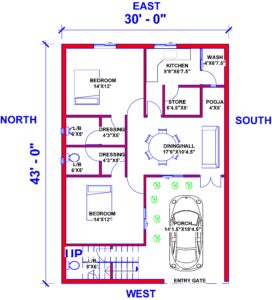 30'X43' House Plan