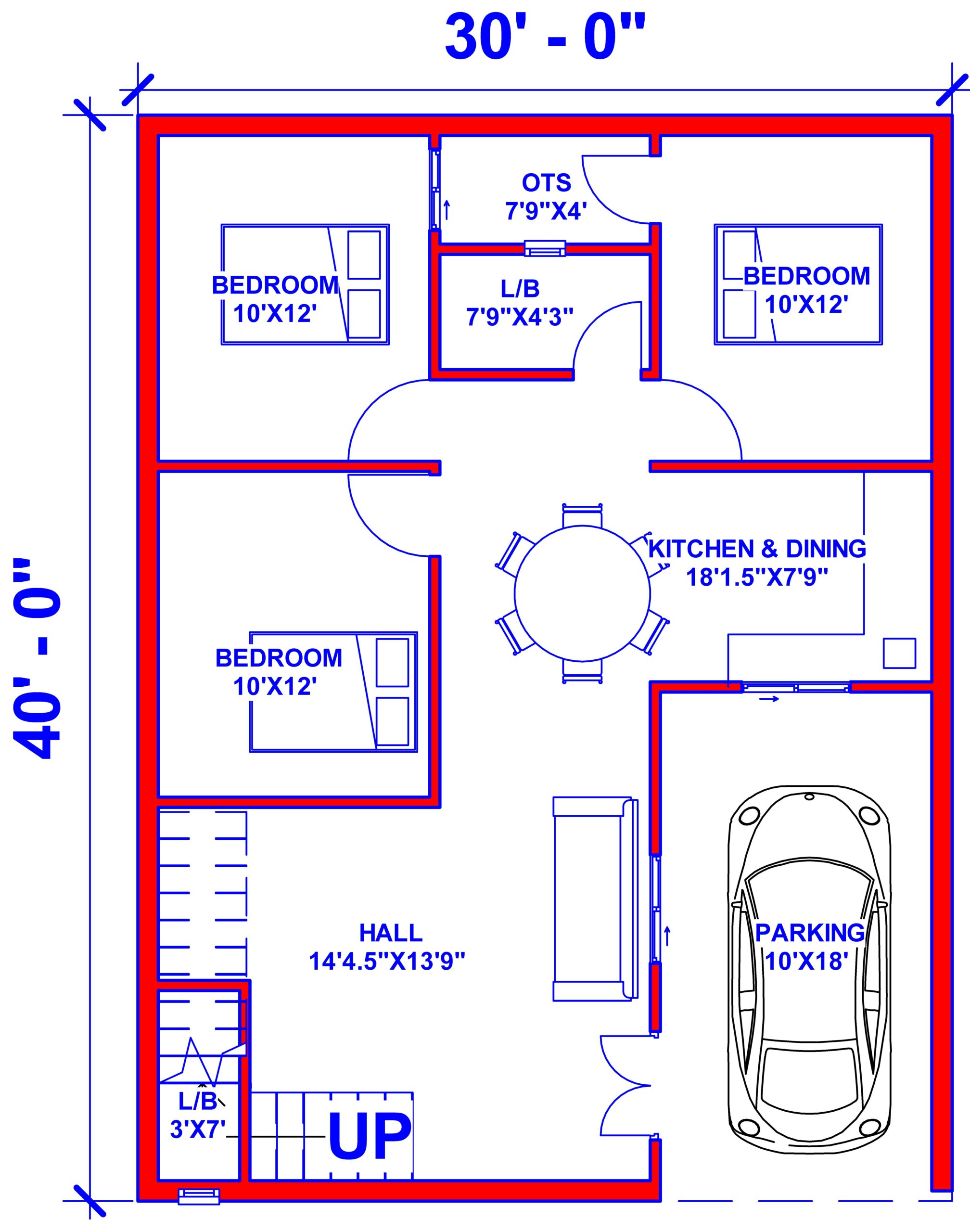 30'x40' House Plan